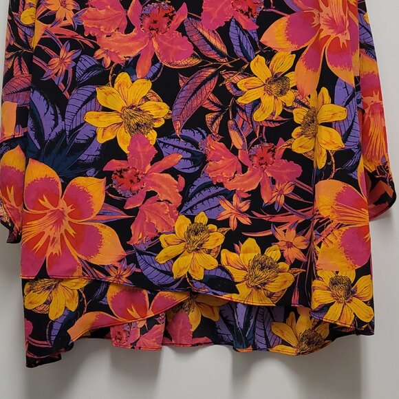 Beautiful by Lawrence Zarian Womens Tunic Top 2X Plus Floral 3/4 Sleeve Multicor - Picture 3 of 15